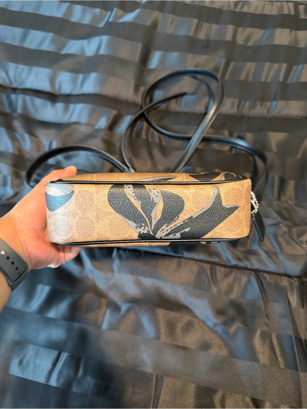 Coach Brown Floral Print Crossbody with Black Strap - Picture 2 of 8